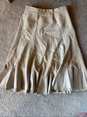 Terry Lewis genuine leather suede Cream Ruffled Leather Skirt Classic Luxuries 6